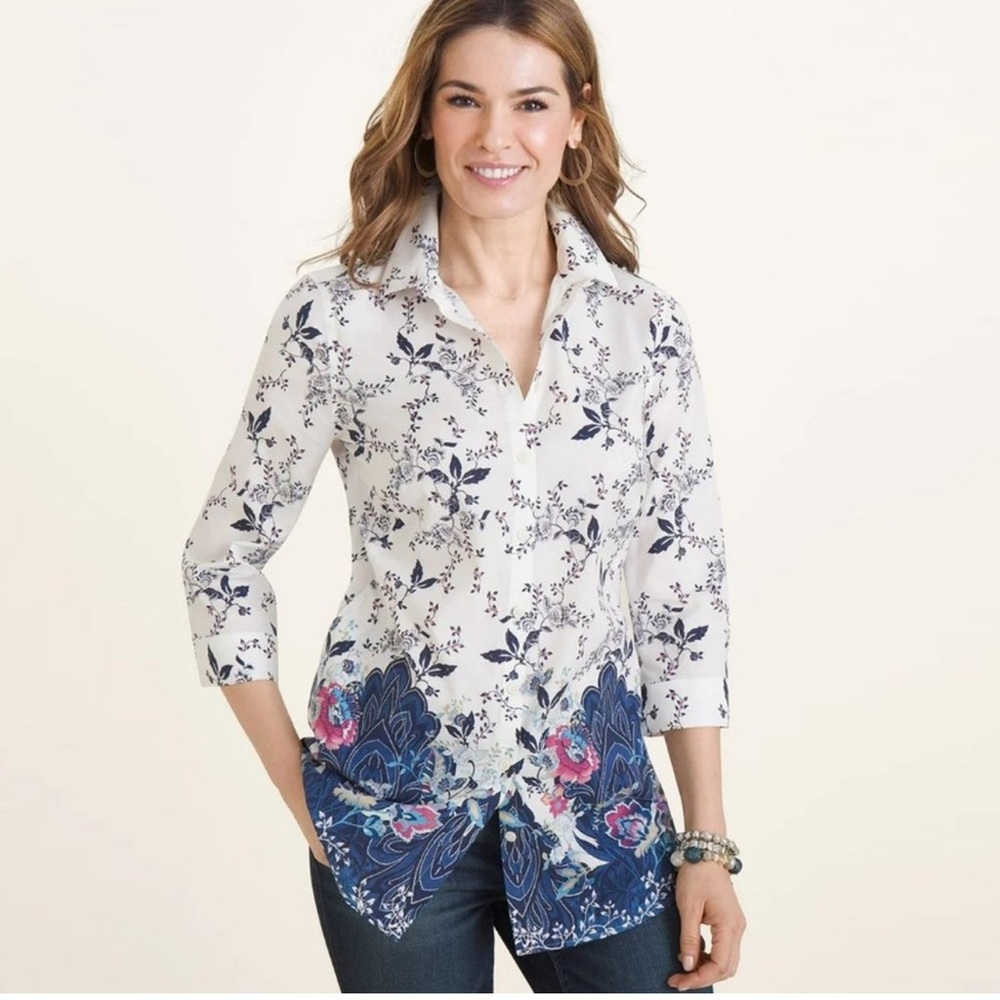Chico's No-Iron Cotton Blend Jacobean Tunic XL (3)